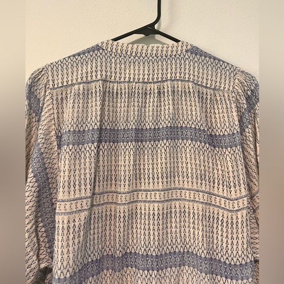 Anthropologie Maeve Yarn Dyed Blue White Boho Button Down Lena Tunic Size XS - Picture 10 of 16